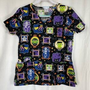 Halloween Portraits Scrub Top